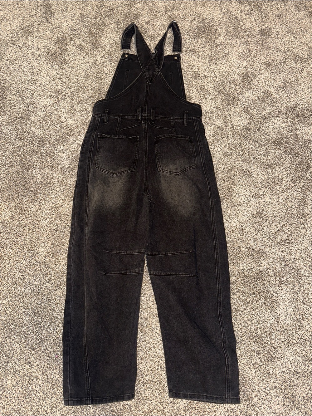 Black Washed Denim Overalls - Picture 4 of 7